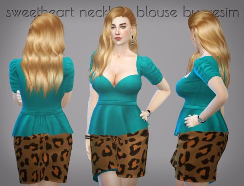 Sweetheart Neckline Blouse