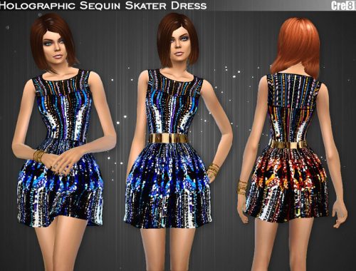 Holographic Sequined Skater Dress
