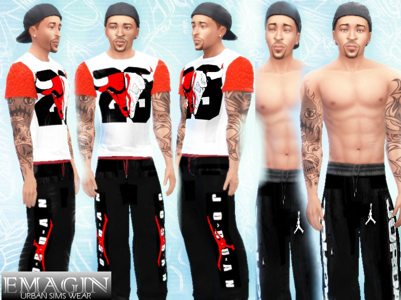 Jordan Blk/Red Sweats - The Sims 4 Catalog