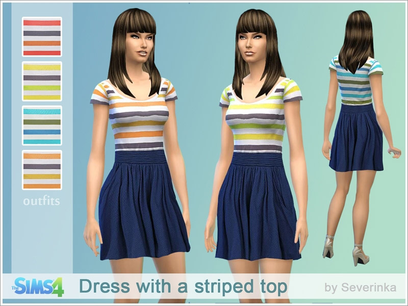 Dress with a striped top - The Sims 4 Catalog
