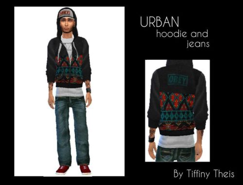 Urban Hoodie With Loose Fit Jeans