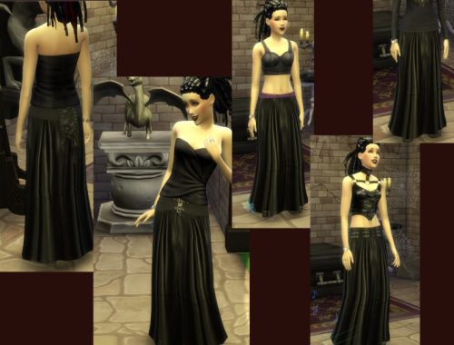 Long goth leather skirt