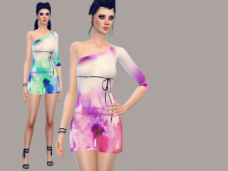 One Shoulder Dress - mesh needed - The Sims 4 Catalog