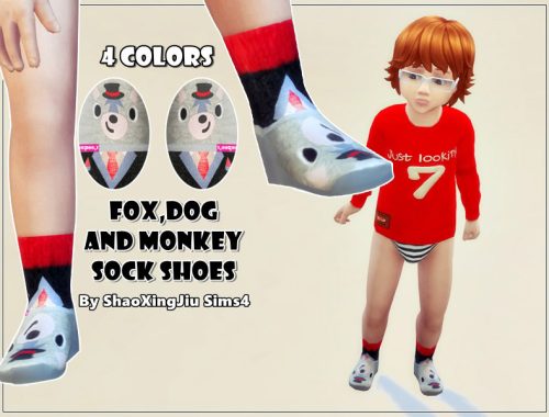 Fox,Dog and Monkey Sock Shoes - 4 Colors