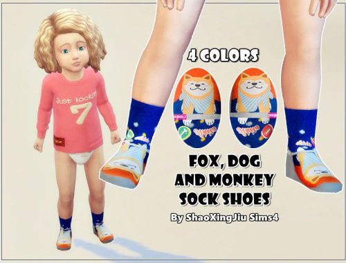Fox,Dog and Monkey Sock Shoes - 4 Colors
