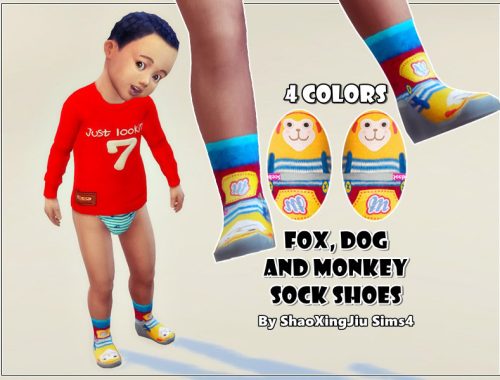 Fox,Dog and Monkey Sock Shoes - 4 Colors