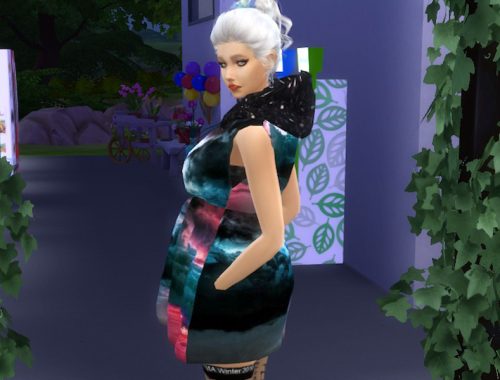 Clouds In Motion Glitter Hooded Dress- mesh needed