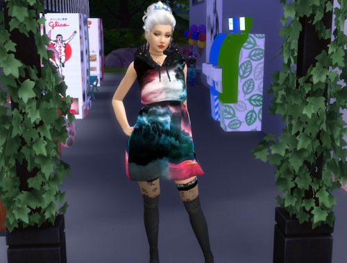 Clouds In Motion Glitter Hooded Dress- mesh needed