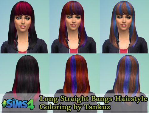 Long Straight Bangs Hairstyle Coloring by Tankuz