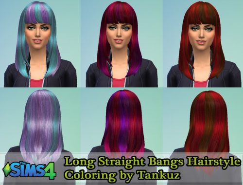 Long Straight Bangs Hairstyle Coloring by Tankuz
