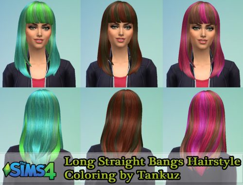 Long Straight Bangs Hairstyle Coloring by Tankuz