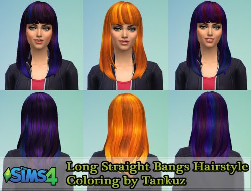 Long Straight Bangs Hairstyle Coloring by Tankuz