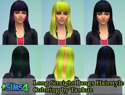Long Straight Bangs Hairstyle Coloring by Tankuz