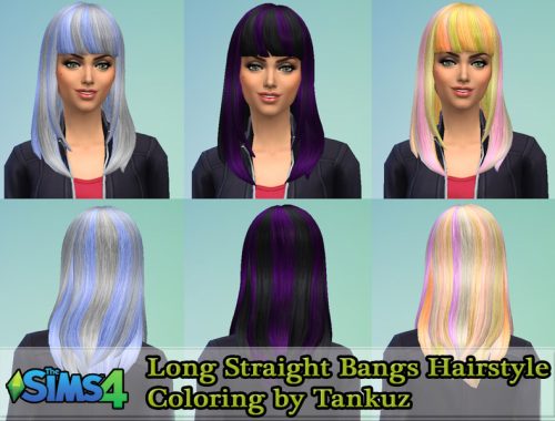 Long Straight Bangs Hairstyle Coloring by Tankuz