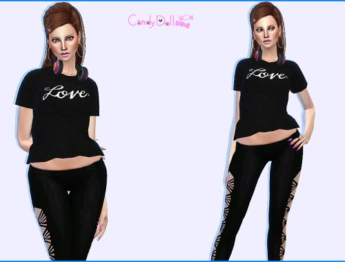 CandyDoll Cute Black Tees Mesh-needed