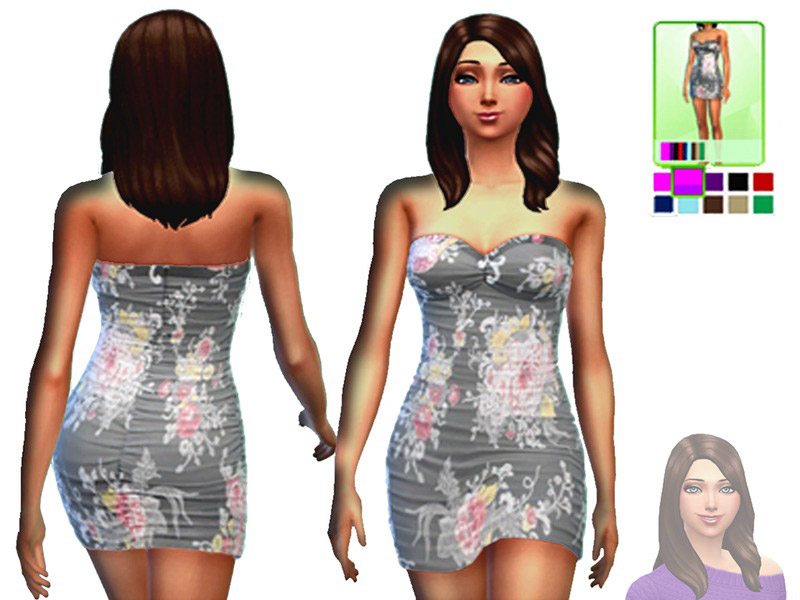 Grey Flower Dress - The Sims 4 Catalog