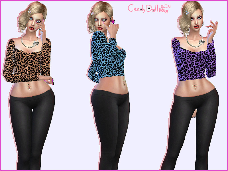 CandyDoll Leopard Crop Sweaters - The Sims 4 Catalog
