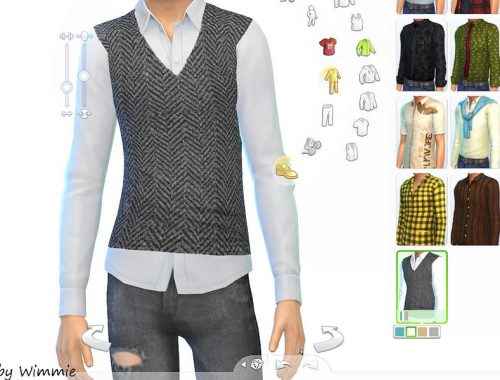 Casual Look Set 03 - Jeans and shirt with sweater vest