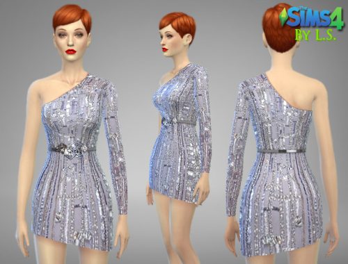 One Sleeve Haute Couture Dress With Belt