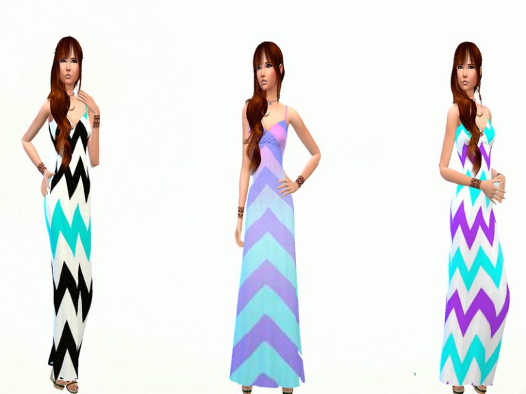 Chevron Maxi Dresses The Sims 4 Catalog