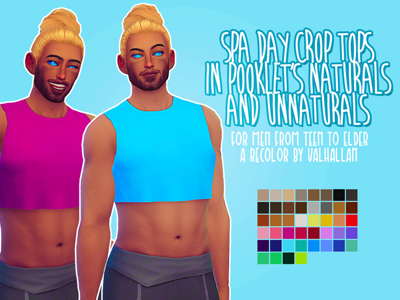 Valhallans Spa Day Crop Top recolors for Men - The Sims 4 Catalog