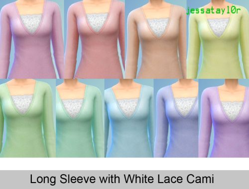 Long Sleeve with White Lace Cami - Cool Kitchen needed