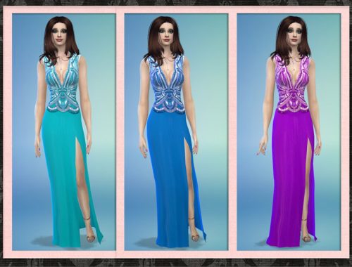 Beaded Bodice Designer Gown with Slit