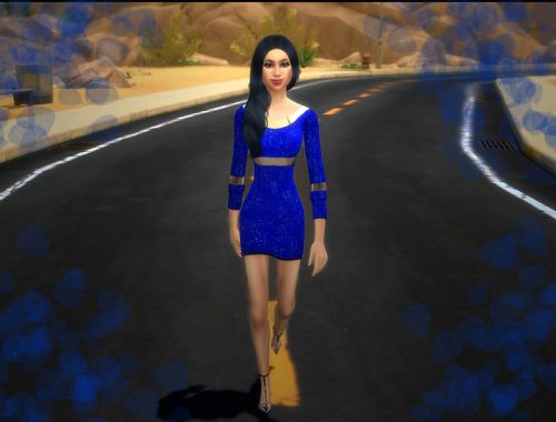Blue glitter dress w/gold