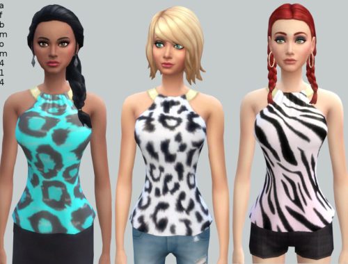 Animal Print Metal Collar Shirts