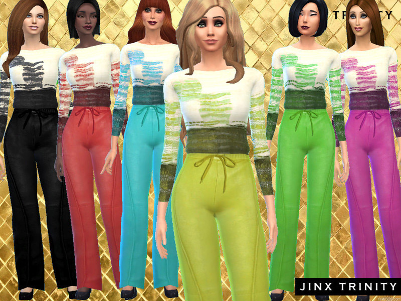 Dip Tip Sweater and Leatherpants - The Sims 4 Catalog