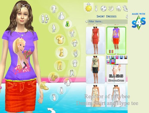 Denim Skirt and Barbie Tee