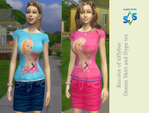 Denim Skirt and Barbie Tee