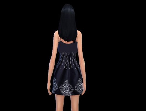 dress flutter dark blue flower