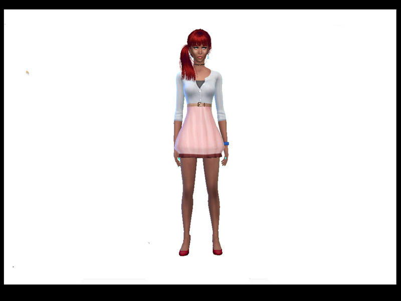Cropped Cardigan Belted Poof Dress - The Sims 4 Catalog