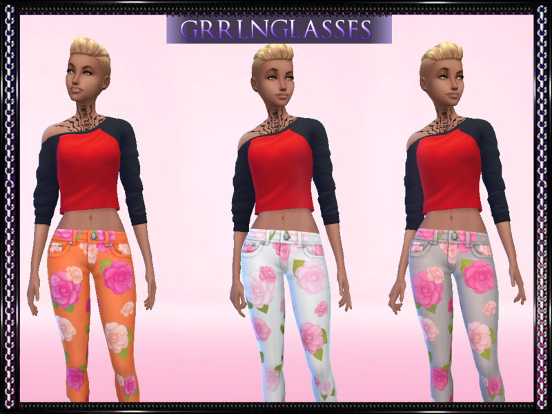 Floral Skinny Jeans - Requires Backyard Stuff - The Sims 4 Catalog