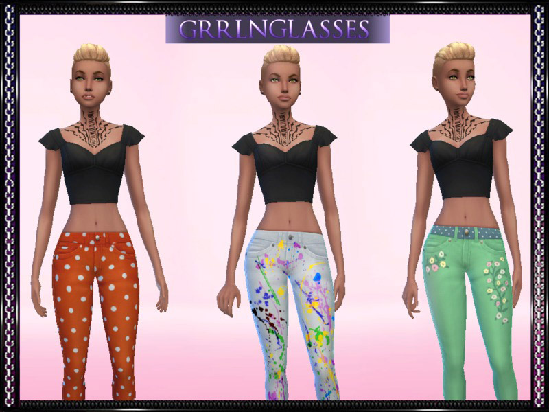 Printed Skinny Jeans - Backyard Stuff Required - The Sims 4 Catalog