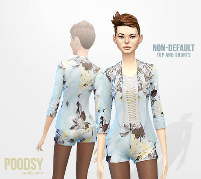 Jacket with ripped shirt and shorts - The Sims 4 Catalog