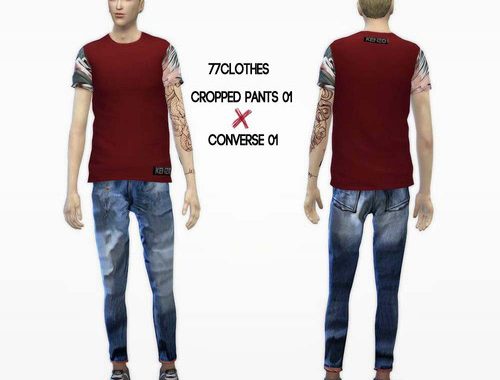 Cropped Pants 01, Skinny Jeans Studded + Converse