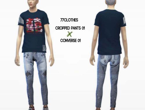 Cropped Pants 01, Skinny Jeans Studded + Converse
