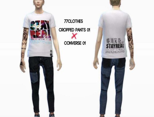 Cropped Pants 01, Skinny Jeans Studded + Converse