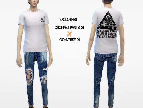 Cropped Pants 01, Skinny Jeans Studded + Converse