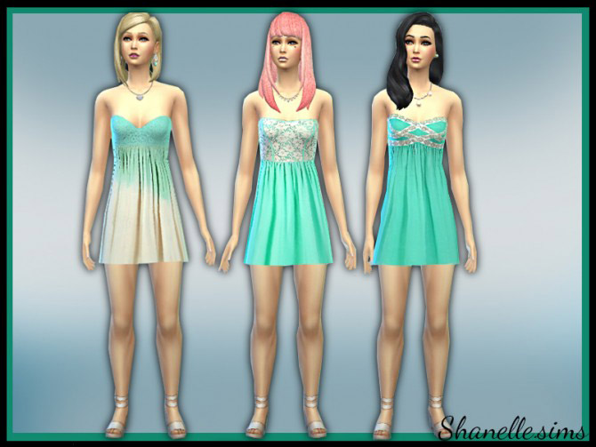 Blue Lace short dresses - The Sims 4 Catalog
