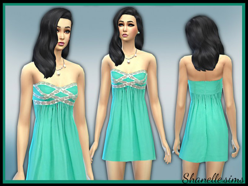 Blue Lace short dresses - The Sims 4 Catalog