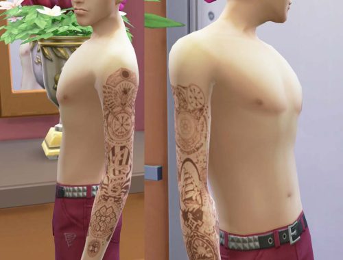 Arm tattoo black and color