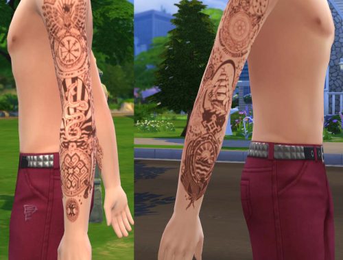 Arm tattoo black and color