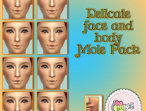 Blush, freckles, moles and false lashes