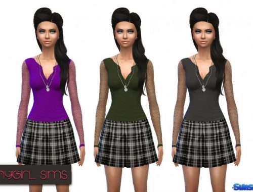 Mesh Sleeve Skull Shirt