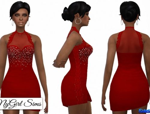 Lace Trim Asymmetric Mini Dress