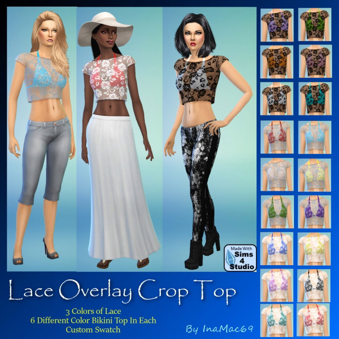 Lace Overlay Crop Top - The Sims 4 Catalog