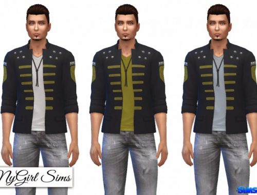 Military Jacket with V-Neck Tee